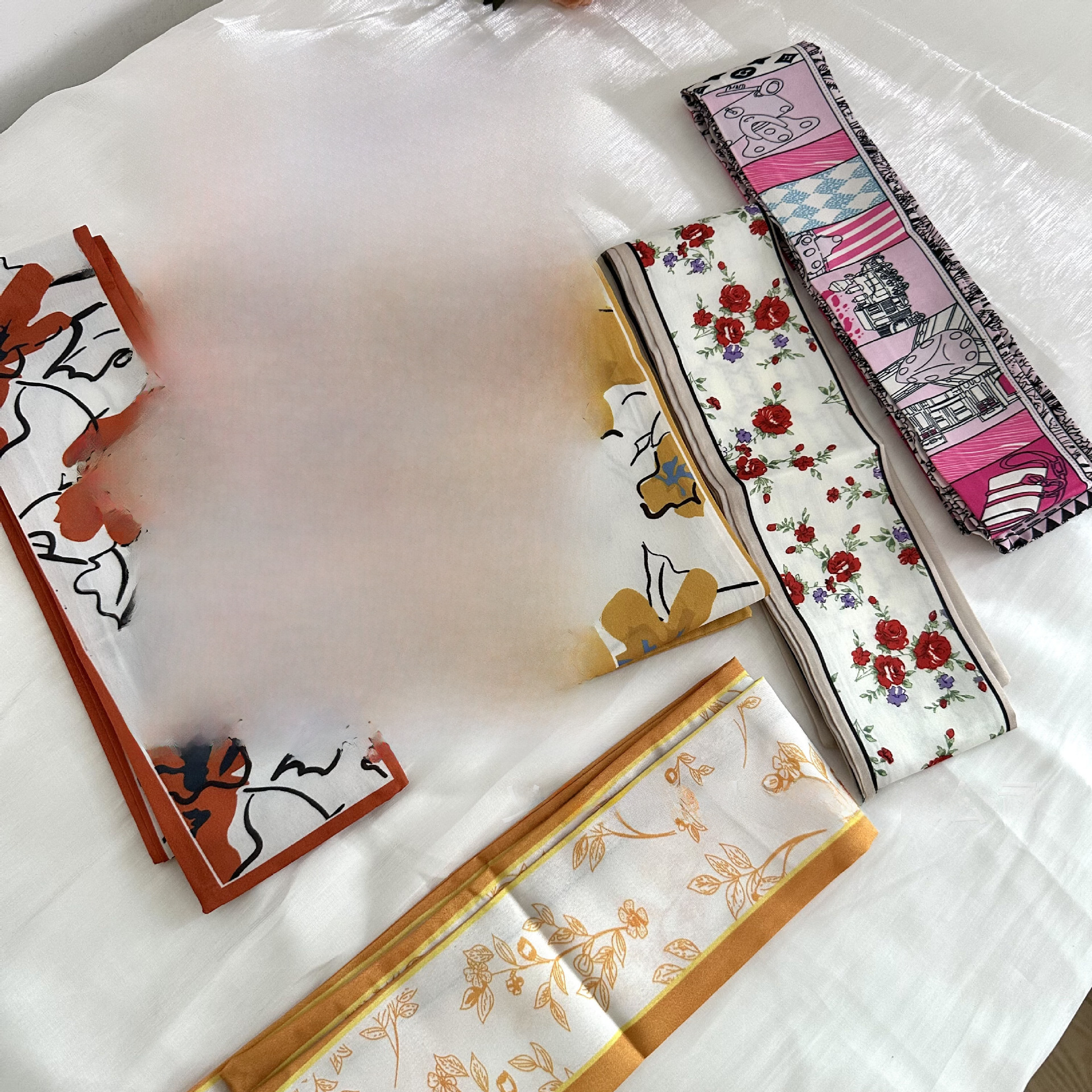Flower high -end silk scarf Retro female hair bands banded and…
