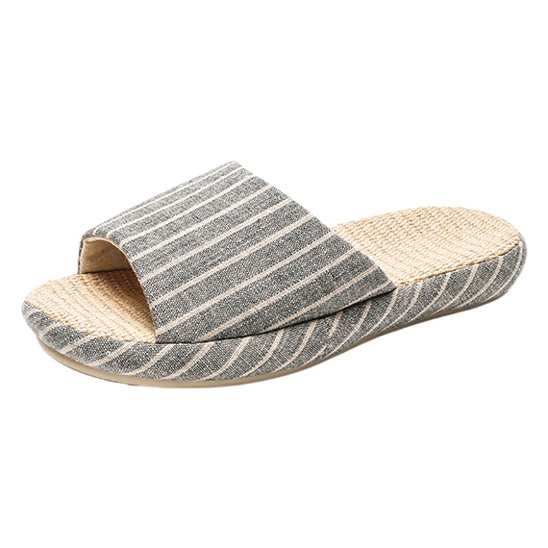 Cotton and Linen Slippers for Women, Summer Indoor Couples, Non-Slip, Breathable, Spring & Fall Men's High Heels, Home Use, Four-Season Soft Bottom Wooden Floor