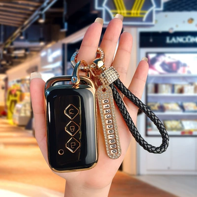 Xingchi Jiachen Xinghui Xingchen car: Car key bag - type-c-black-black-diamond-rope-gold-number-plate