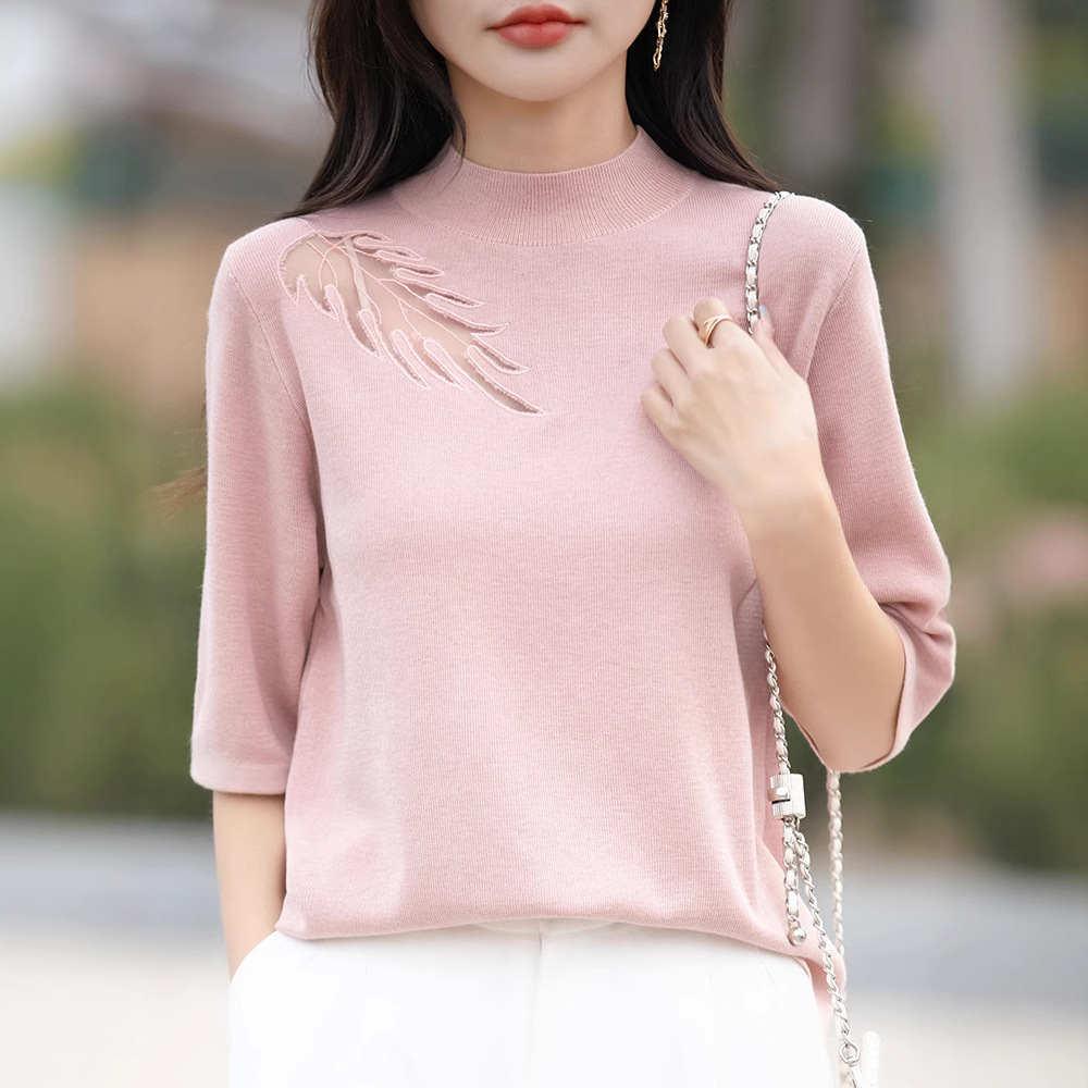 Summer lace base body-friendly thin T-shirt