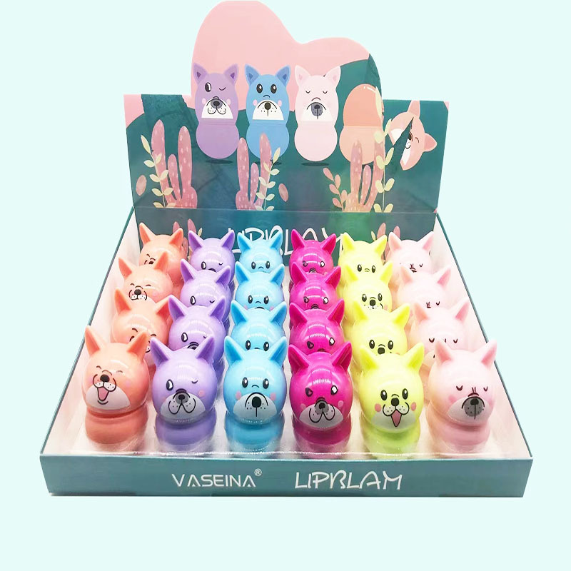 Nuevo Comercio exterior transfronterizo macaron color de dibujos animados para niños hidratante bálsamo labial incoloro bálsamo labial en stock