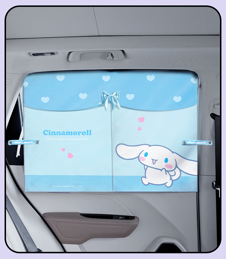 Sanrio Car Window Sunshade Magnetic Car-Mounted My Melody Double-Layer Mesh Curtain Sun Protection Heat Insulation Blackout Curtain