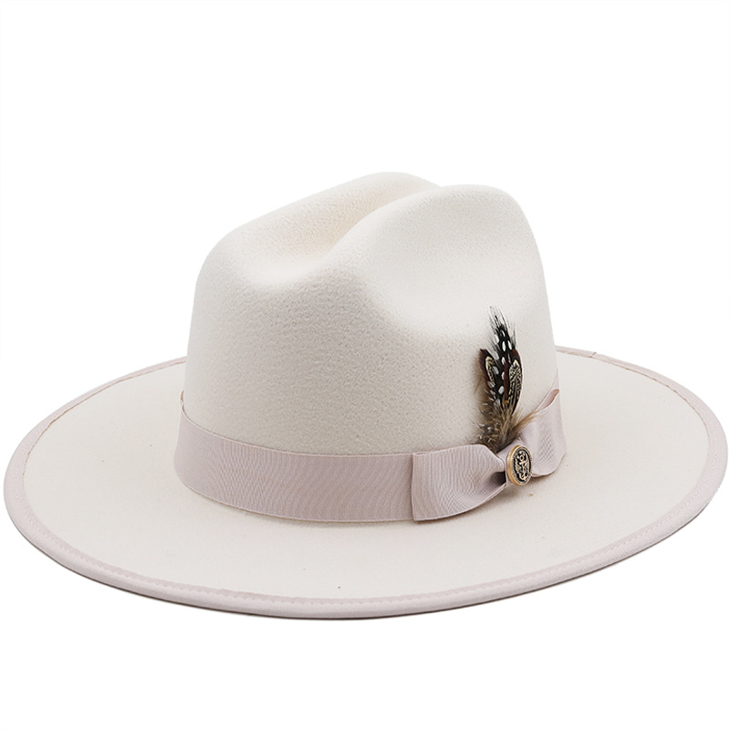 Unisex Fashion Solid Color Sewing Flat Eaves Fedora Hat display picture 2
