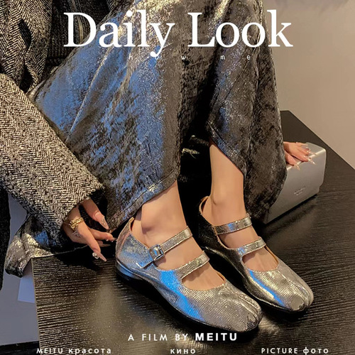 Taikula ~ 2024 spring new style split-toe shoes, genuine leather sheepskin low-heeled shoes, slimming women's shoes