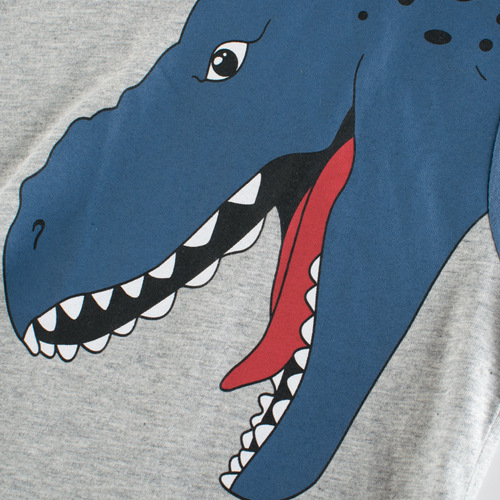 27kids Korean Children's Clothing 2025 Summer Children's Clothing Dinosaur Boy Short Sleeve T-Shirt