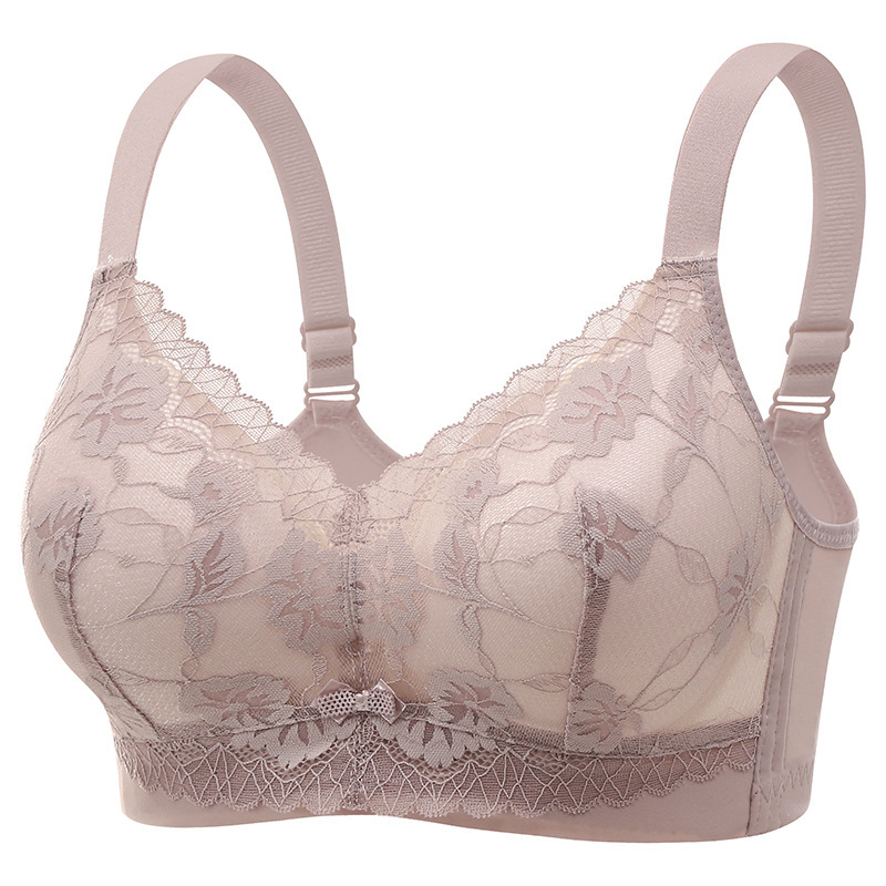 High-grade Comfortable Anti-running Light Gathering Non-rimless Parm Anti-sagging Beauty Back Women's Underwear Bra Lace