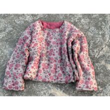 4393高支高密轻薄苎麻印花夹棉女装宽松短款棉衣森系休闲软糯棉服