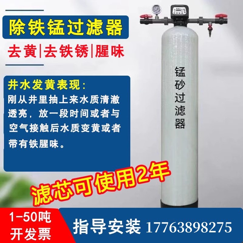 地下水发黄除铁锰过滤器铁锈异味净化器井水铁锰超标锰砂过滤设备