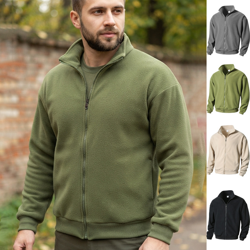 Cross-Border European and American Hot-Selling Street Outdoor Casual Men's Sweatshirt with Zipper and Stand Collar, Foreign Trade Solid Color Men's Clothing Cross-Border European and American Hot-Selling Street Outdoor Casual Men's Sweatshirt with Zipper and Stand Collar, Foreign Trade Solid Color Men's Clothing