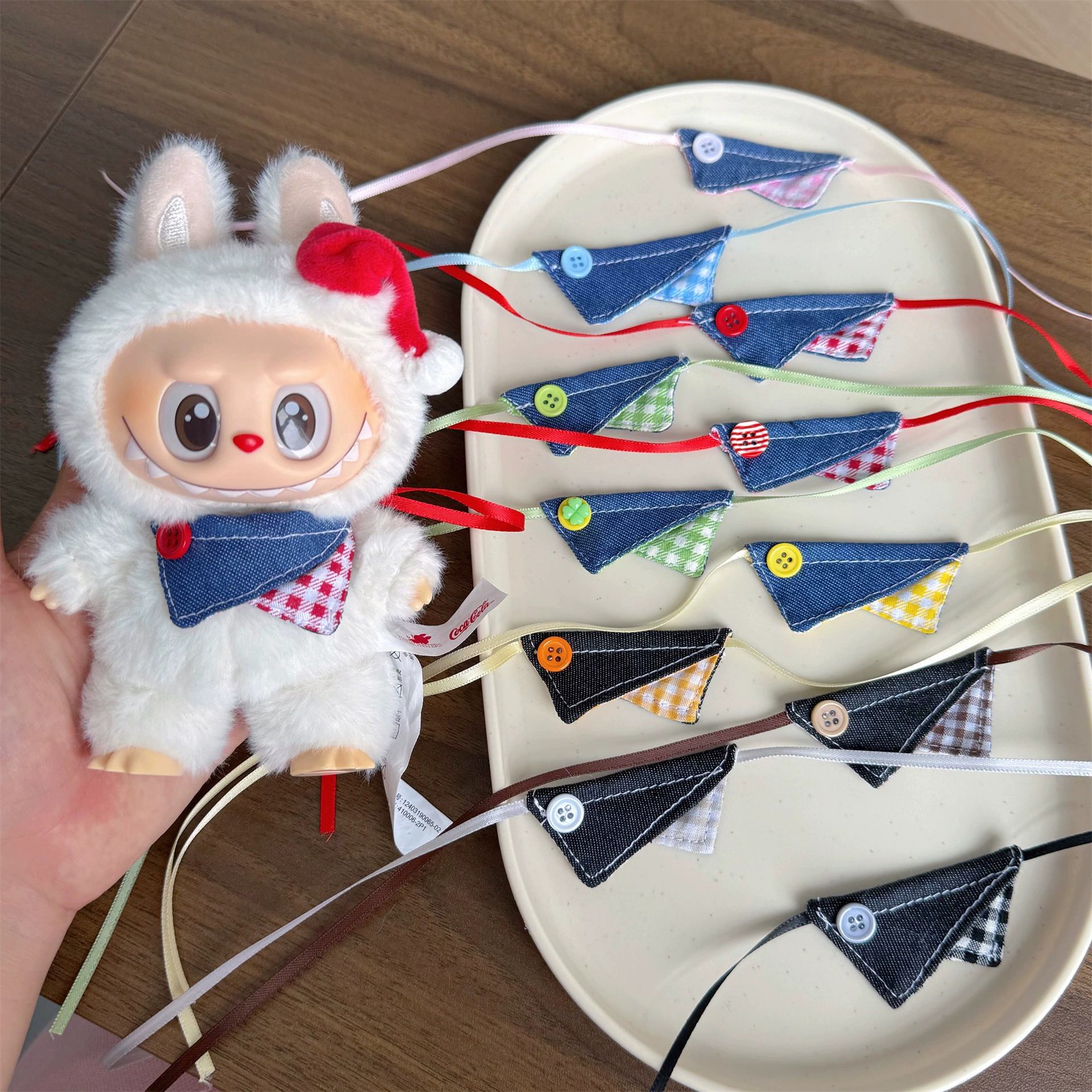 17cm Labubu Cute Saliva Towel 10cm Bib Self-Mocking Bear Usachi Triangular Towel Baby Clothes Accessories