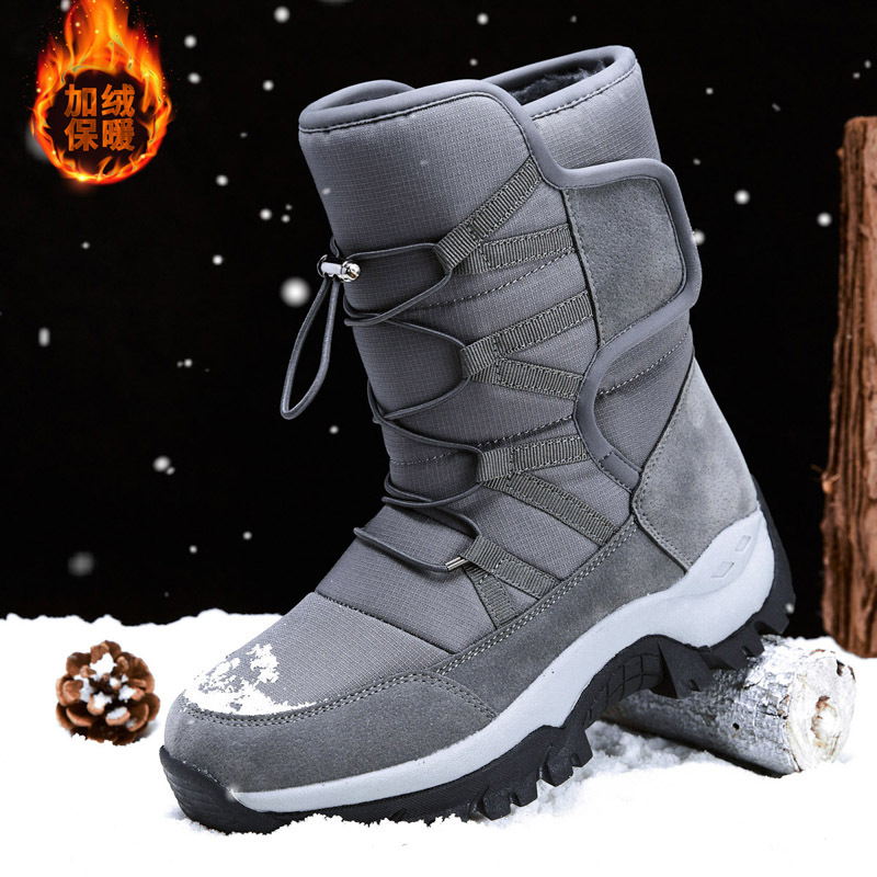 Botas de nieve al aire libre del noreste para mujer tubo medio más terciopelo grueso zapatos de esquí Xuexiang montaña Changbai zapatos Harbin piel y piel