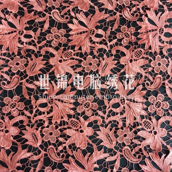 涤光染色 婚纱水溶花边刺绣 东南亚花边 工厂小批量染色 服装花边