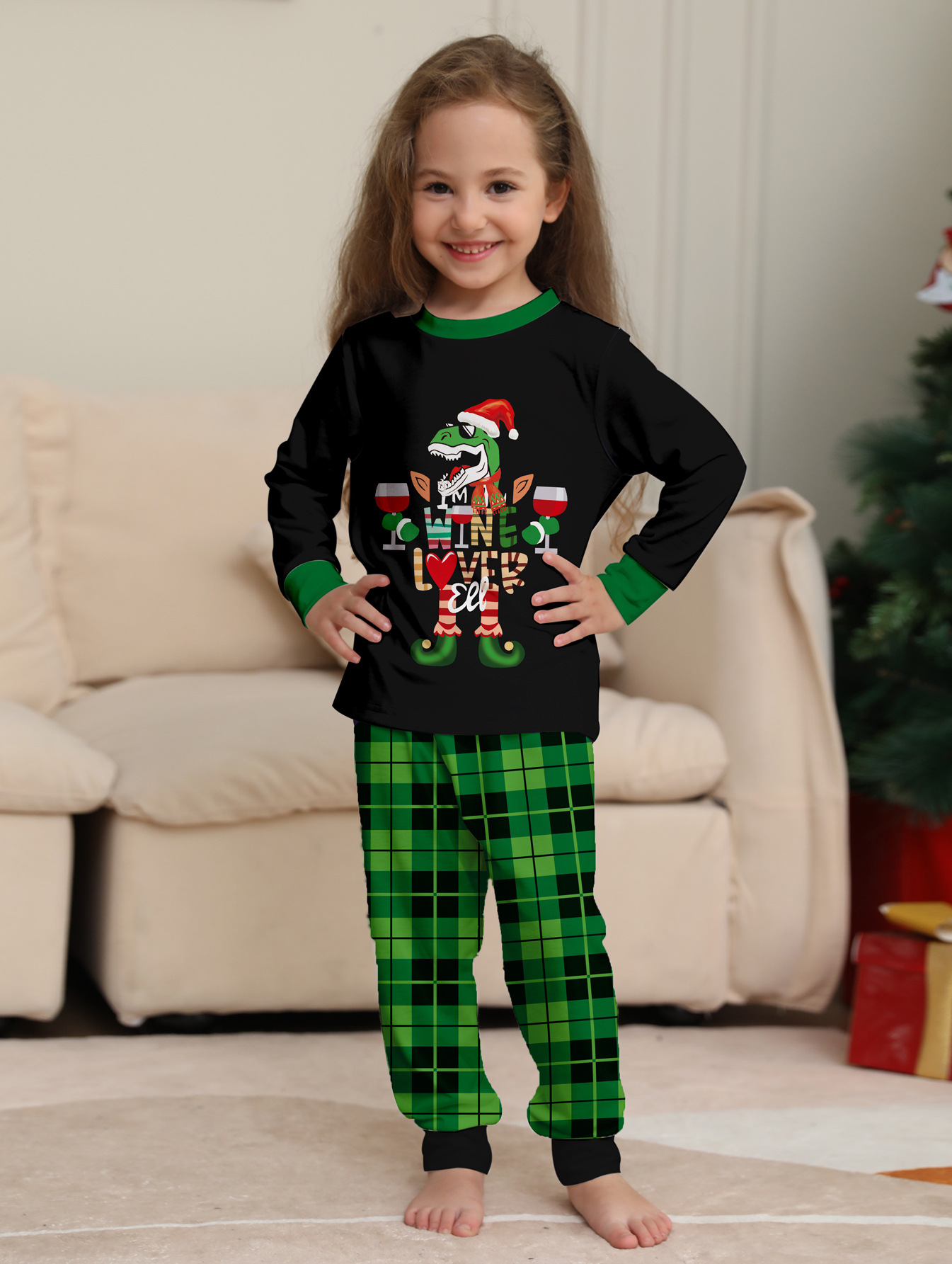 Christmas Dinosaur Letters Christmas Family suit printed homewear pajama set_voghion.com