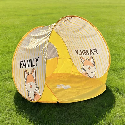 Parent-Child Quick-Open Tent, Outdoor Sun Protection, Waterproof, Portable Camping Sunshade with Window, Foldable Picnic Tent (Avtomobil dam çadırları) - orange5959cm-1-3
