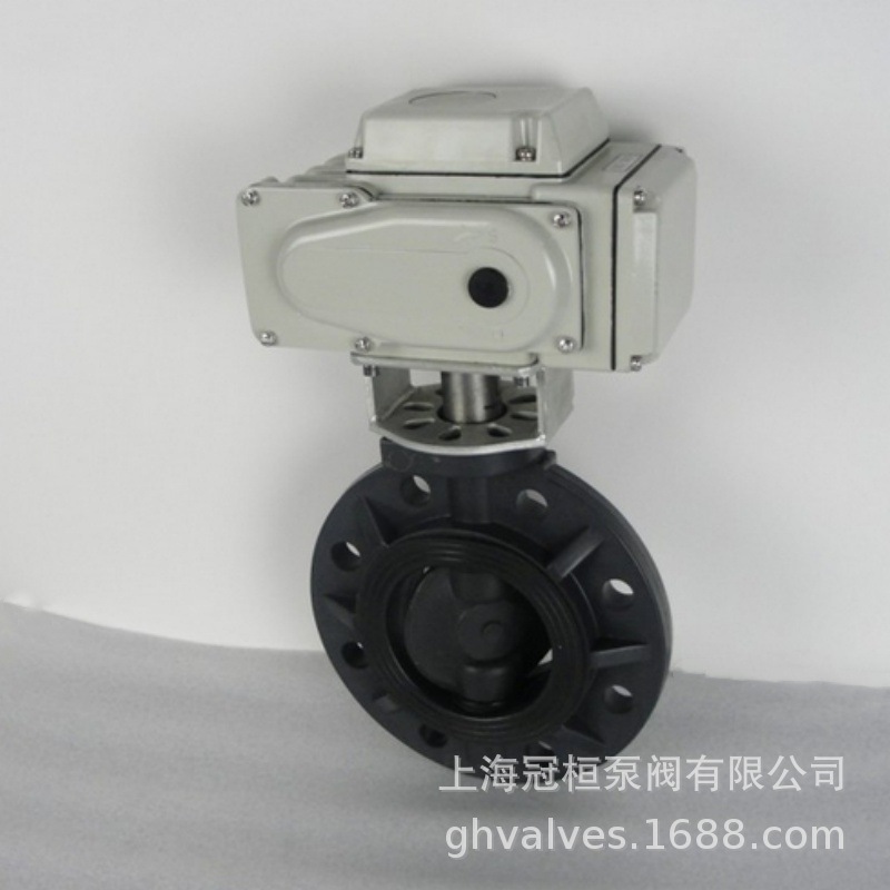 D971X-10S DN200 电动PVC蝶阀塑料 PVC对夹阀门耐酸碱防腐蚀