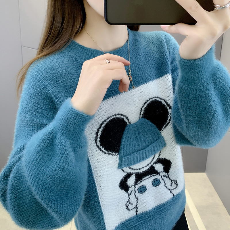2025新款毛衣女秋冬加绒加厚打底衫女小个子可外穿中学生针织上衣