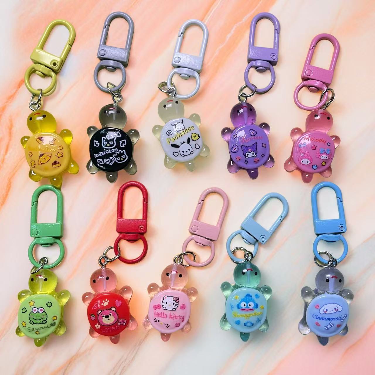 Cute Sanrio Printed Turtle Keychain Ins Bestie School Bag Bag Gift Pendant Car Key Pendant