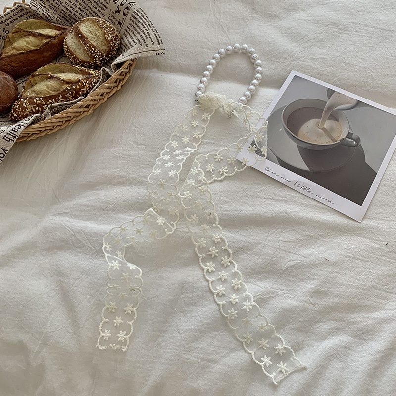 Bufandas de encaje femeninas coreanas de primavera y otoño universal moda bufandas de cuello cuello collar de perlas cuello de cabello