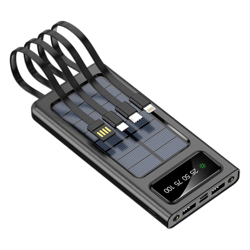 Suministro transfronterizo auto-cableado Banco de la energía solar 20000 mA gran capacidad pantalla digital camping LED fuente de alimentación móvil