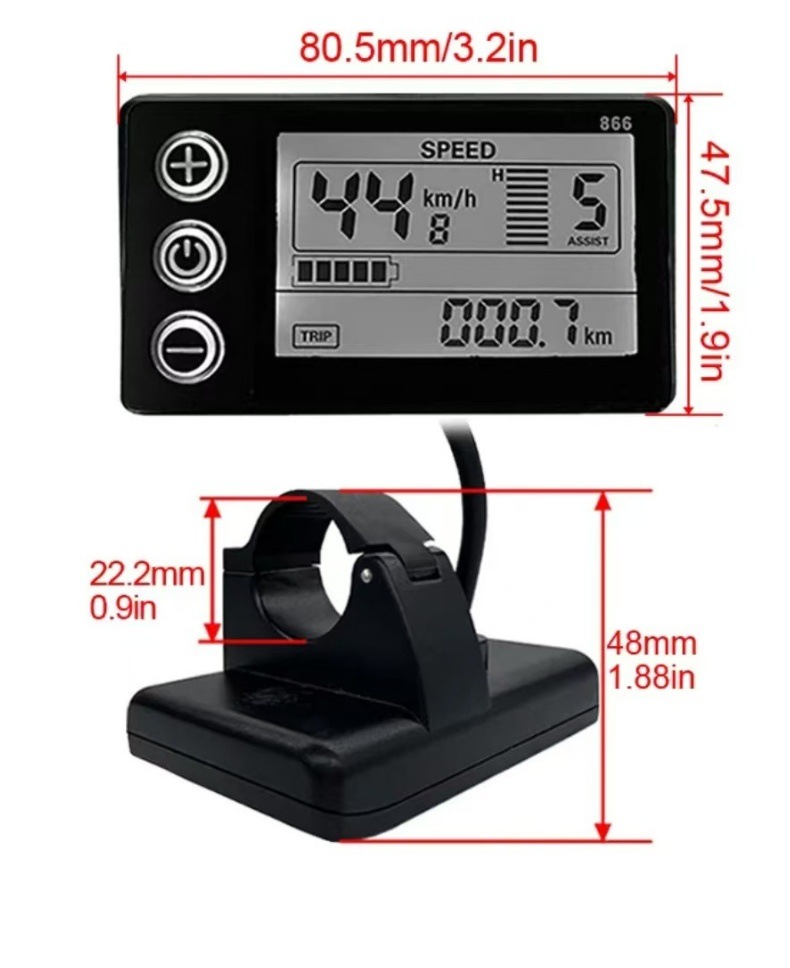 Lcd-S866 Electric Vehicle Scooter Bicycle Instrument Display Lcd 5Pin Electric Bicycle Instrument