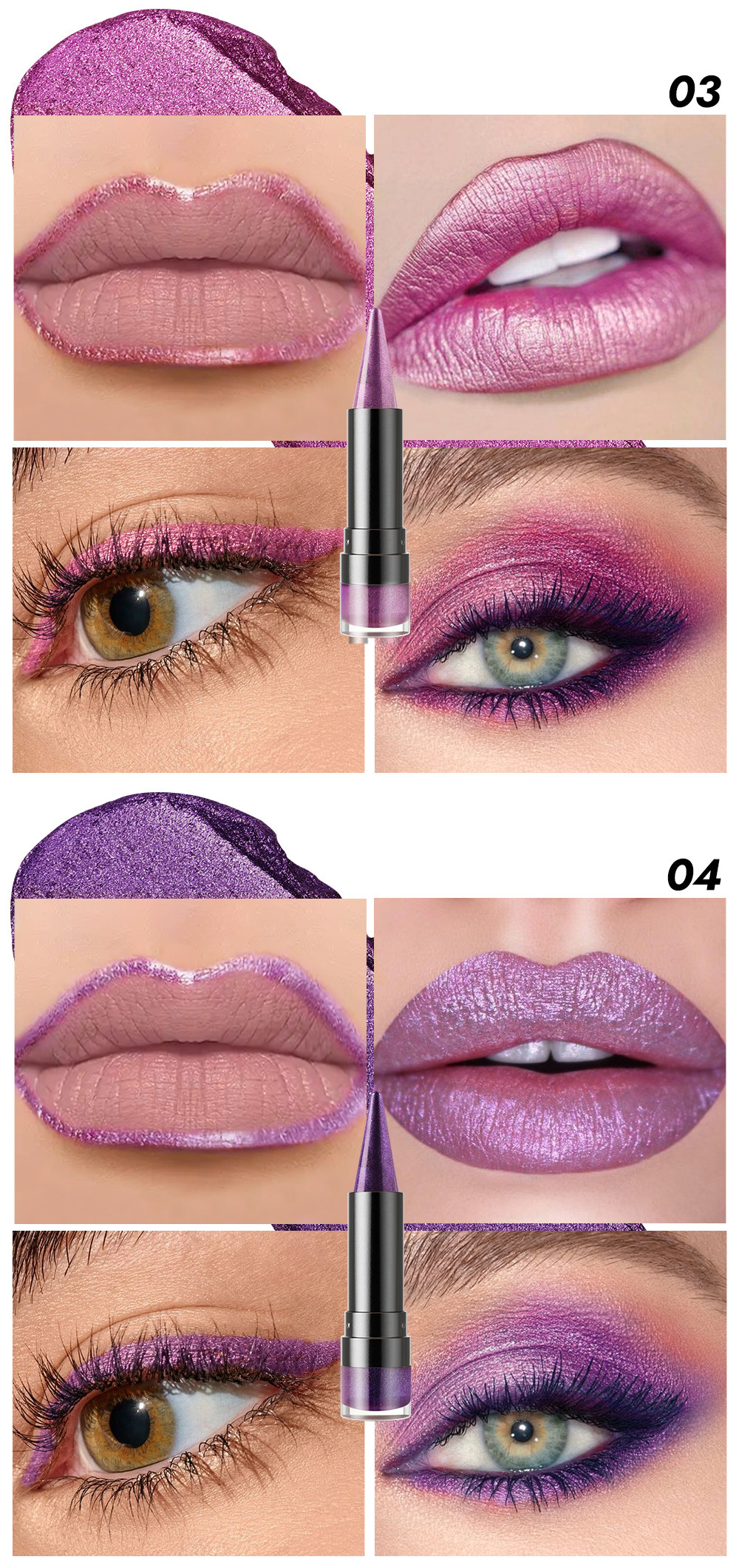 YOUNG VISION 6-color pointed-tip fine Sparkling Lipstick, multi-purpose facial pearlescent lipstick, Lip line, eyeshadow, eyeliner undefined
