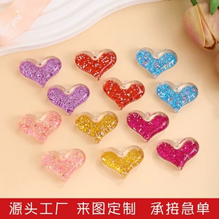 亚克力透明爱心点油闪粉亮片吊孔钥匙扣爱心挂件吊坠DIY饰品配件