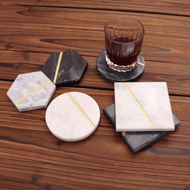 Nordic ins montaña rusa de mármol natural nueva creativa línea de oro con incrustaciones de aislamiento estera de café accesorios de tiro