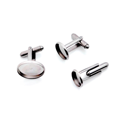 Manufacturer wholesale stainless steel French cufflinks welded round multi-specification time gem base clothing metal accessories