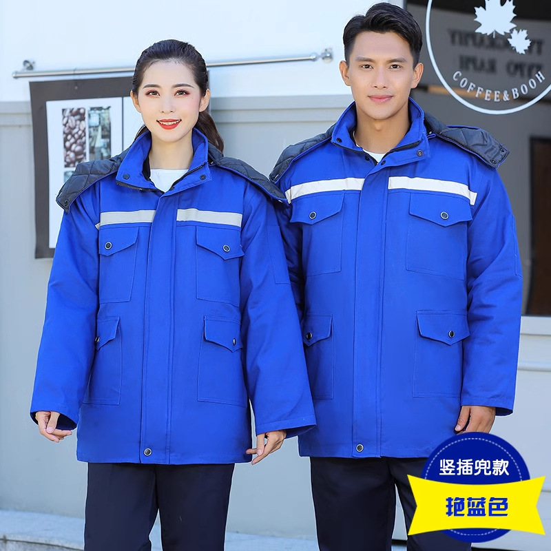 invierno de algodón grueso ropa de trabajo de algodón antiestático chaqueta de algodón de mediano largo soldador eléctrico ropa de algodón de protección laboral