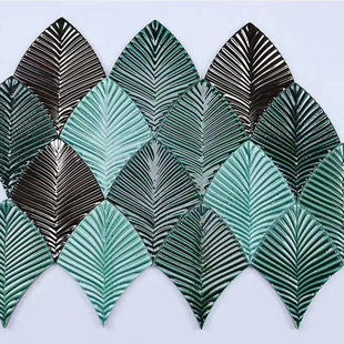 Retro dark green kiln change handmade brick ice cracked leaf 150x 200 net red restaurant bar wall brick metal glazed brick