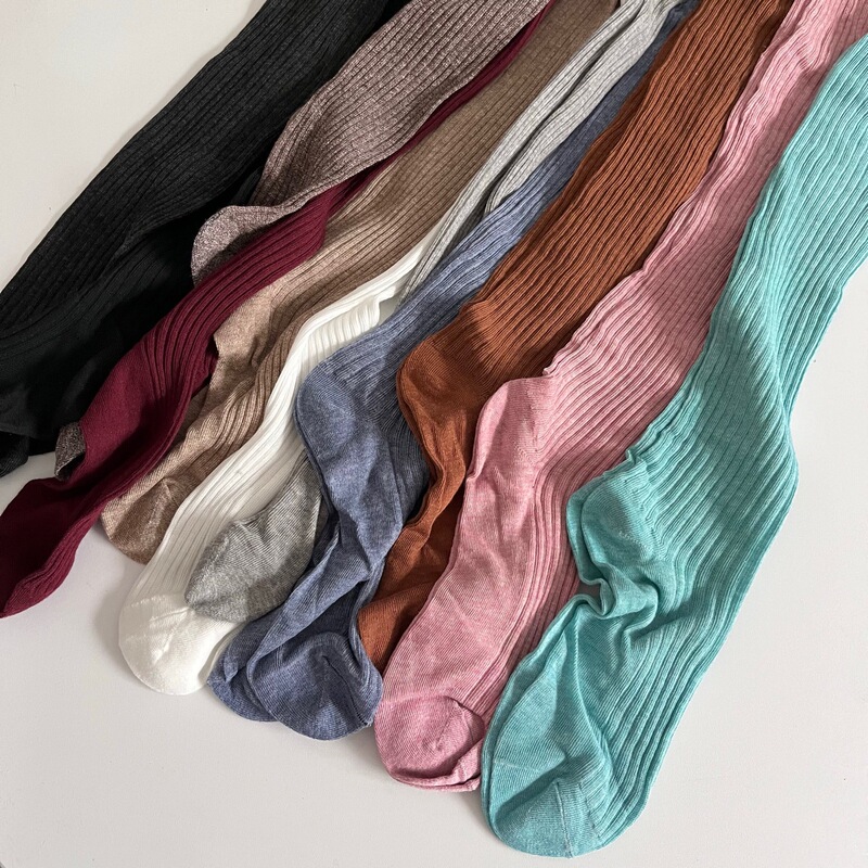 Blue Thin Cotton Over-The-Knee Stockings for Women in Spring and Autum, Fashionable and Versatile Gray Vertical Pattern High Stockings, White Stacked Boot Socks