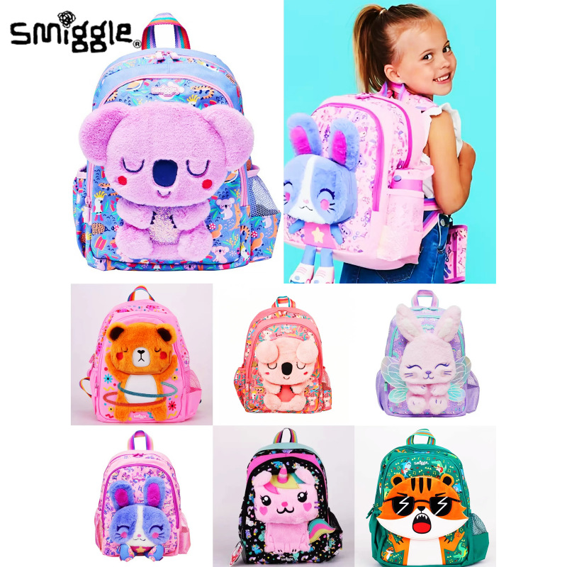 Australia Smiggle caricatura mochila de tamaño medio jardín de infantes mochila de hombro 3D con sombrero de caricatura