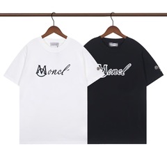 25年の新型植毛Mon蒙満印cler口マジックは半袖の男女の同じタイプのtシャツのカップルの服を貼ります。