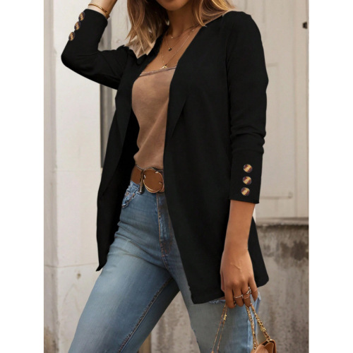 Autumn and Winter Bestselling Women's Solid Color Collar Blazer Long-Sleeve Versatile Fitted Fashion Coat