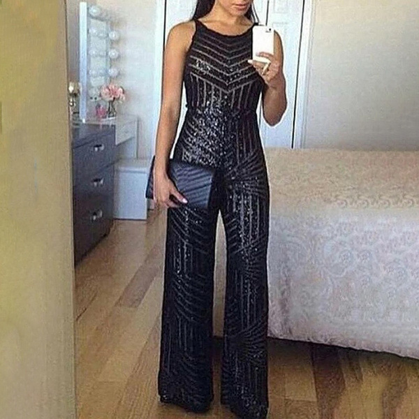 2021 European and American Independent Station Noble Elegant Beaded Sequin Sleeveless Wide Leg Pants Sleeveless Pullover Fashion Pants