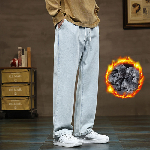 Men's Spring and Autumn 2025 New Trend Brand American Retro Loose Straight Leg Wide Leg High Street Casual Pants