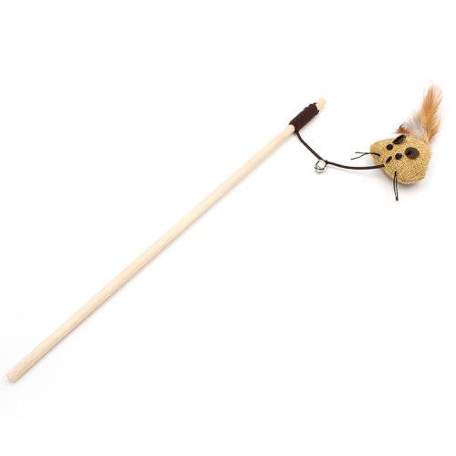 Cross-border Wooden Cat Funny Stick Bell Feather Mouse Interactive Cat Funny Toy Cat Supplies Manufacturer Wholesale