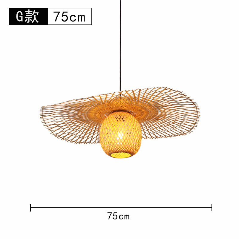 Lámpara de araña tejida de bambú Restaurante chino Lámpara de salón de té de linterna de bambú Restaurante japonés Sombrero de paja Lámpara de araña tejida de ratán B & B