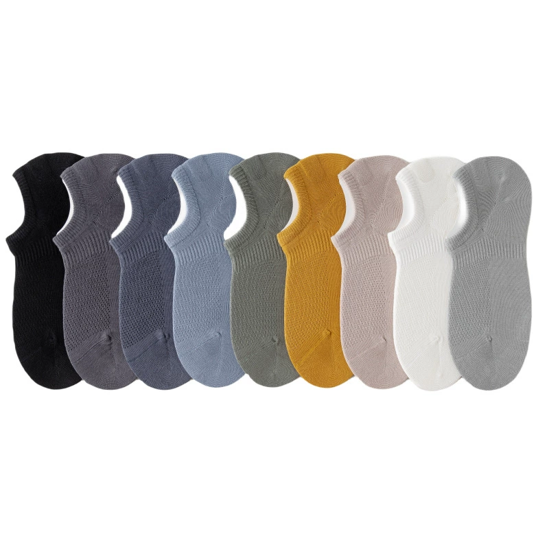 Colored cotton summer thin non-slip invisible socks