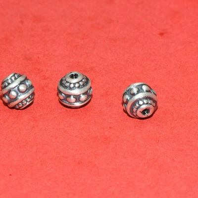 Zərgərlik ara hissələri, S99 Pure Silver Concave-Convex Spacer - 8-85mm-weight-about-049g-with-1-bead