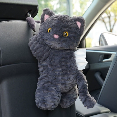 bag, creative cute pet car-mounted: Car tissue box/set - ly-rabbit-fur-embossed-cat-tissue-box