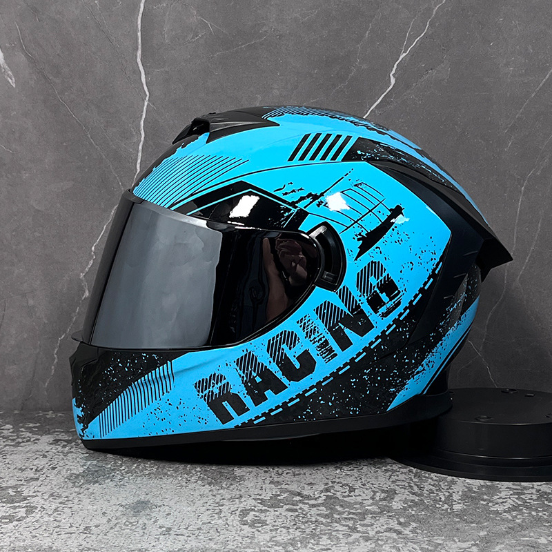 LVS casco de la motocicleta estándar nacional de los hombres y las mujeres del casco completo de doble lente de invierno motocicleta eléctrica Bluetooth cabeza Gris Cuatro Estaciones