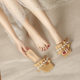 Large size-word sandals and slippers women's summer high heel outerwear INS Korean fairy wind open toe ruffled Pearl 41-43