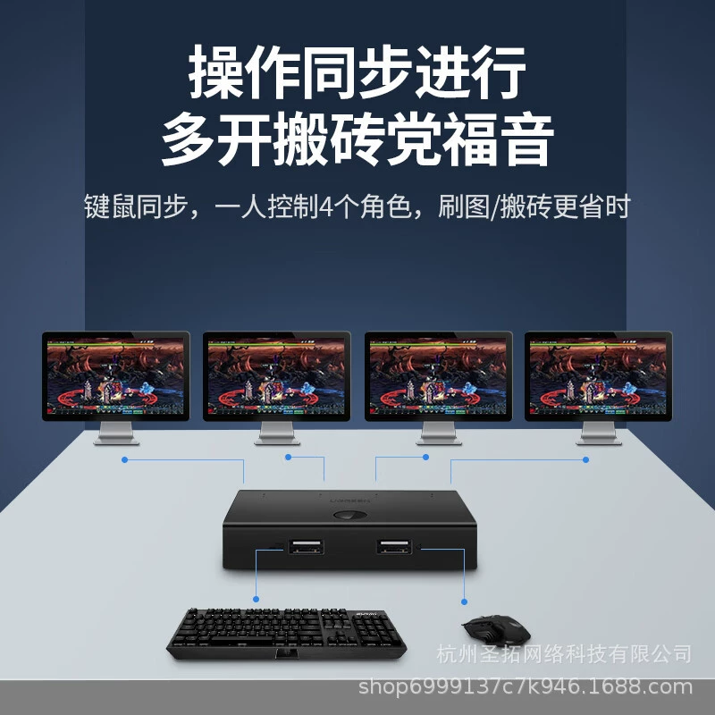 绿联 Synchronizer 4-порт/8-порт KVM физический мультитаск открытого управления клавиатурой и мышью USB 2 порта общий разделенный экран кросс-экран переключатель
