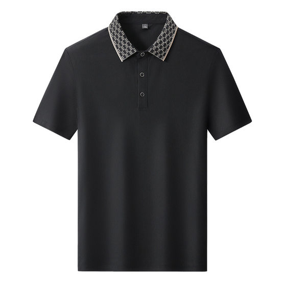 Men's Short-sleeved T-shirt 2025 Summer New Ice Silk T-shirt Casual Lel Polo Shirt Men's Middle-aged and Elderly Wear