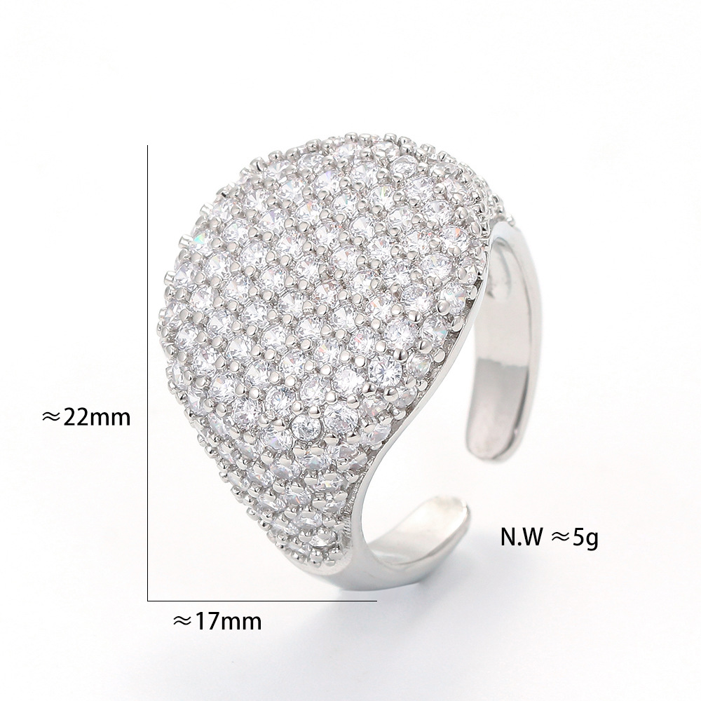 Unisex Gender European And American Micro-inlaid Ring Opening Adjustable Full Diamond Zircon Ring Wholesale