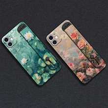 适用iPhone手机壳新款硅胶防尘情侣成熟软壳国风绘画男女款腕带