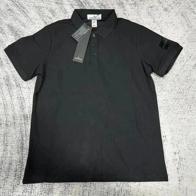 Cross-Border Stone Island Small Logo Compass Emblem Embroidery Vibe Street Style Women's Polo Men's Short-Sleeve T-Shirt
