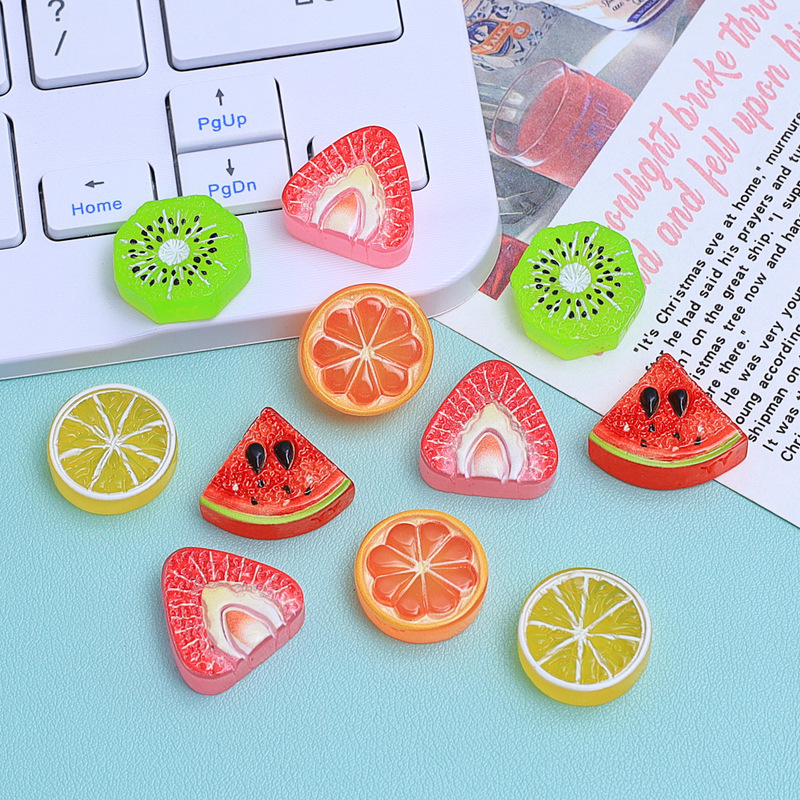 Strawberry Fruit Slices Food Toy Cartoon Handmade DIY Cream Glue Resin Small Accessories Hole Shoe Buckle Jewelry Material Package
