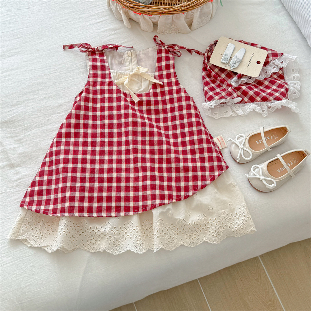 [Diadema gratis] Verano nuevo estilo niños niñas lindo estilo occidental moda estilo vacaciones lindo vestido dulce